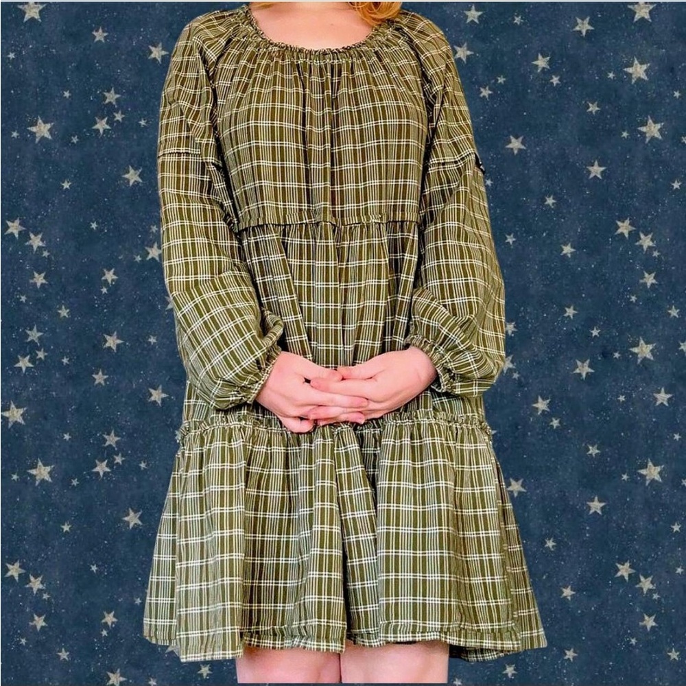 Wonderly Green Checkered Plaid Dress